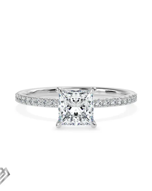 Pave moissanite ring princess cut stone 20 rbc
