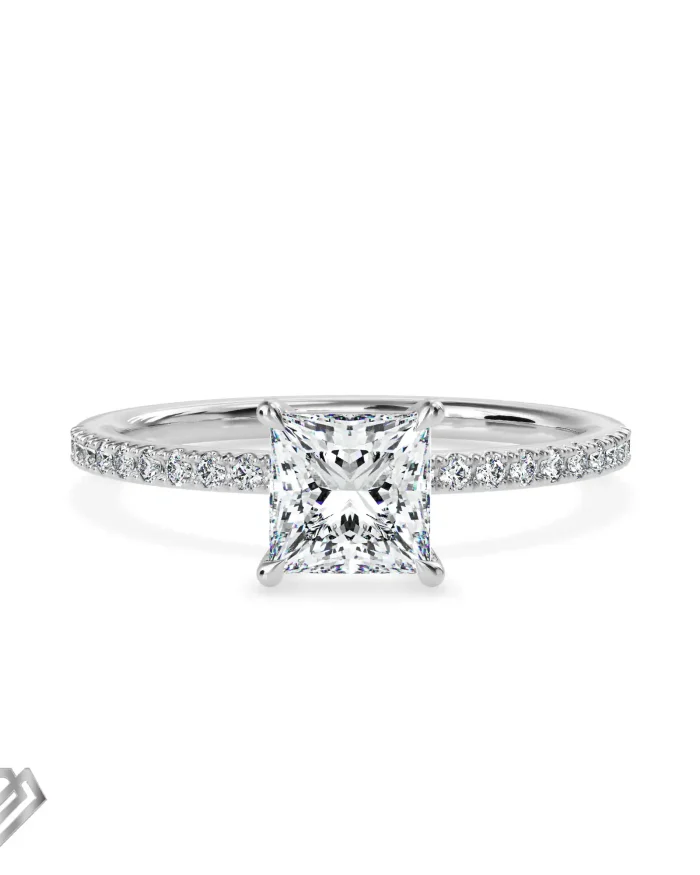 Pave lab diamond ring princess cut stone 20 rbc