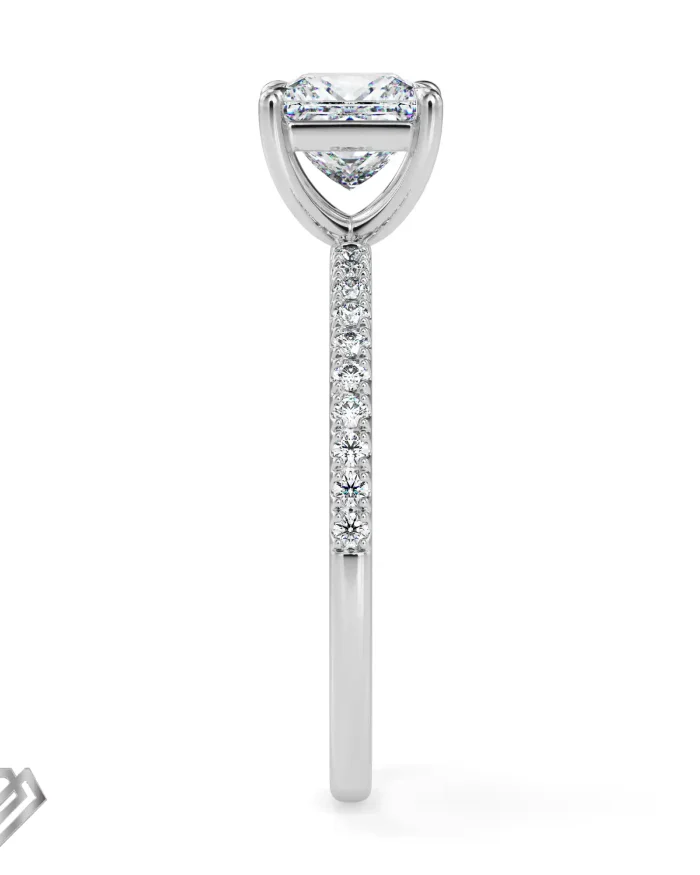 Pave lab diamond ring princess cut stone 20 rbc