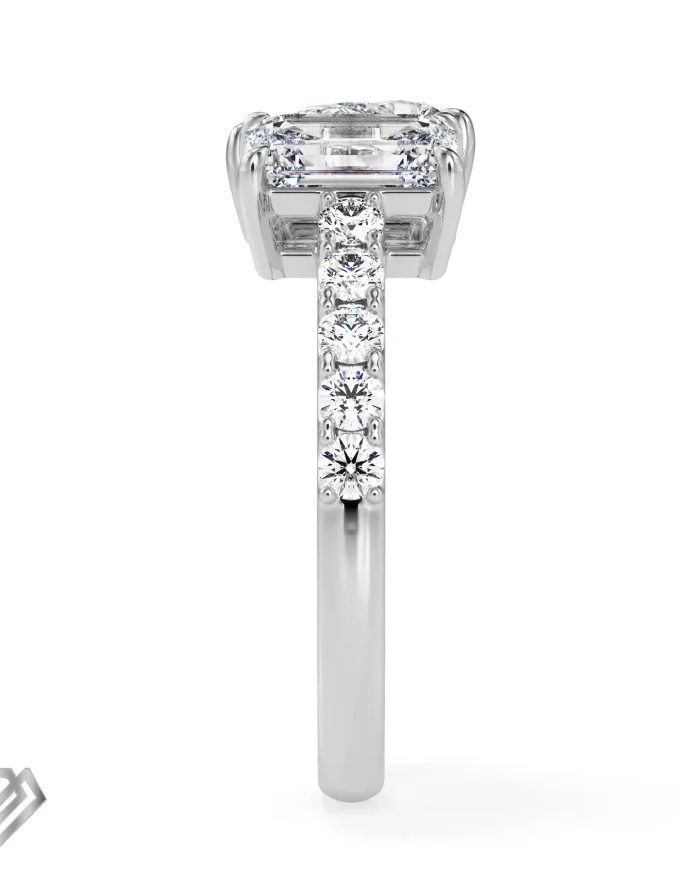 J Lo lab diamond ring radiant and pear cut stone