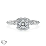 Halo lab diamond ring radiant cut stone