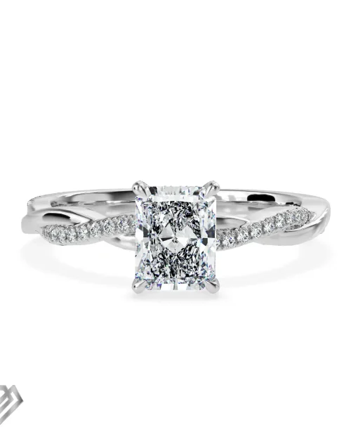 Pave moissanite ring radiant cut stone