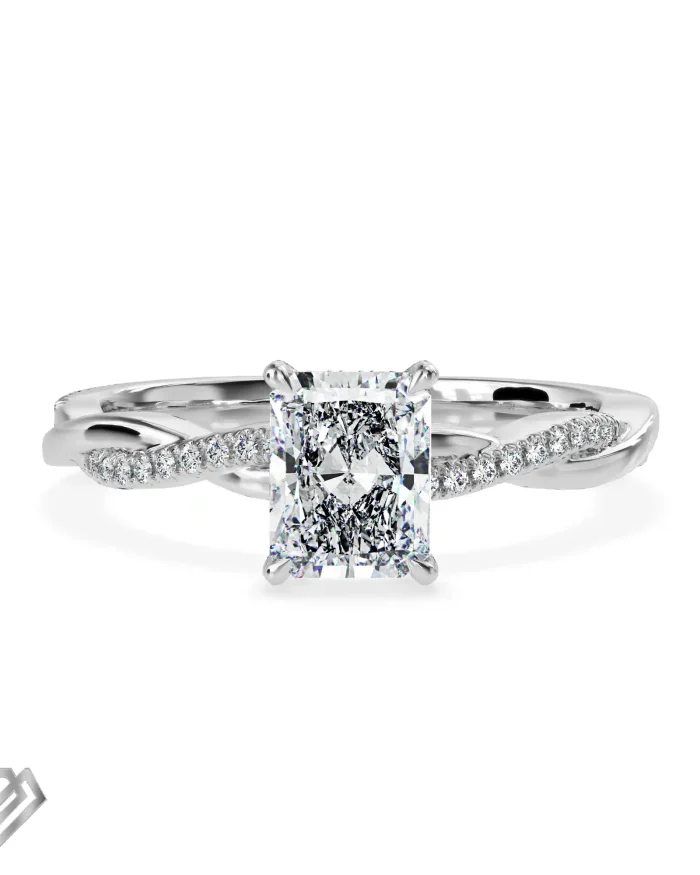 Pave lab diamond ring radiant cut stone