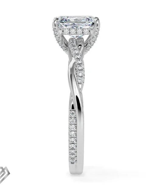 Pave moissanite ring radiant cut stone