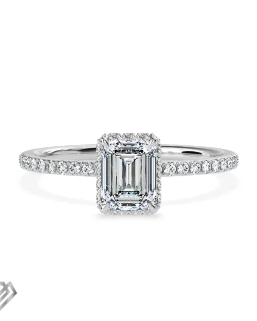 Hidden halo lab diamond ring radiant cut stone