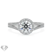 Halo moissanite ring round brilliant cut stone 104 rbc