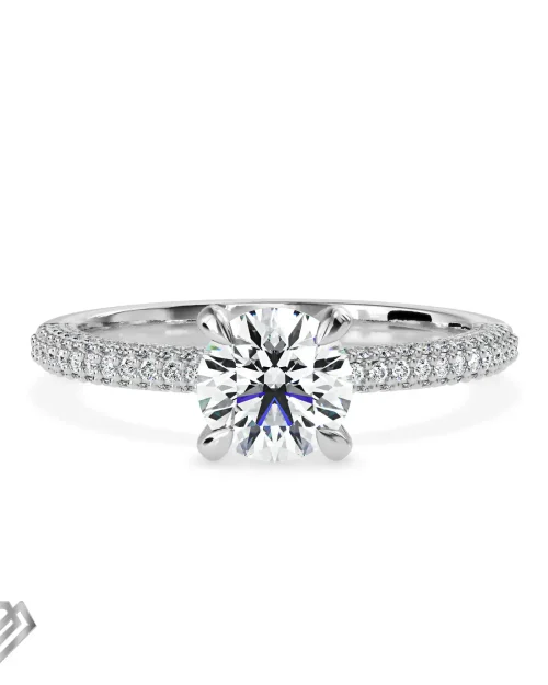 Hidden halo moissanite round brilliant cut stone
