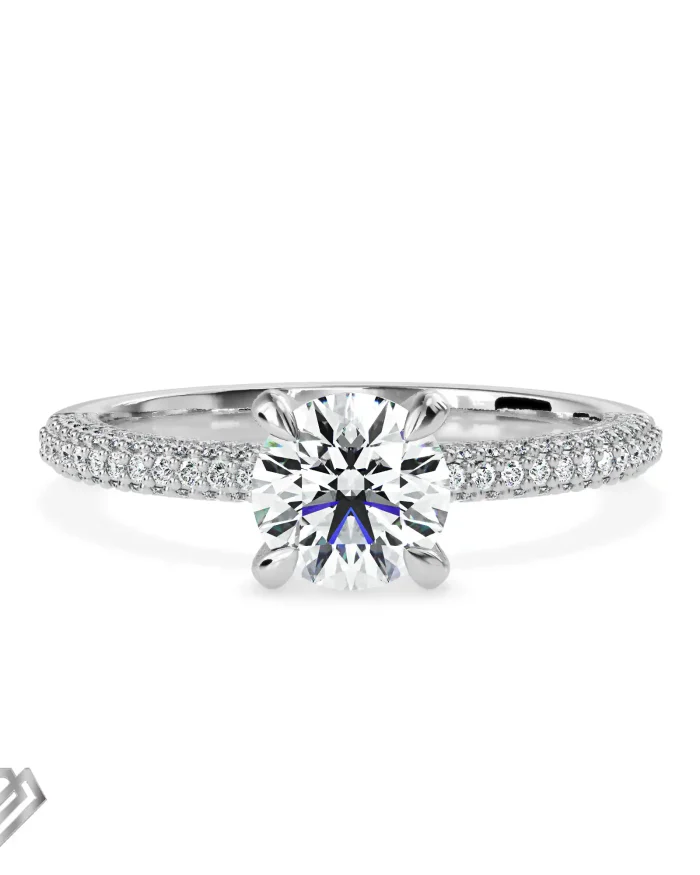 Hidden halo moissanite round brilliant cut stone