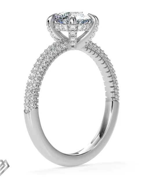 Hidden halo moissanite round brilliant cut stone