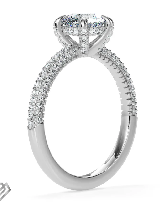 Hidden halo moissanite round brilliant cut stone