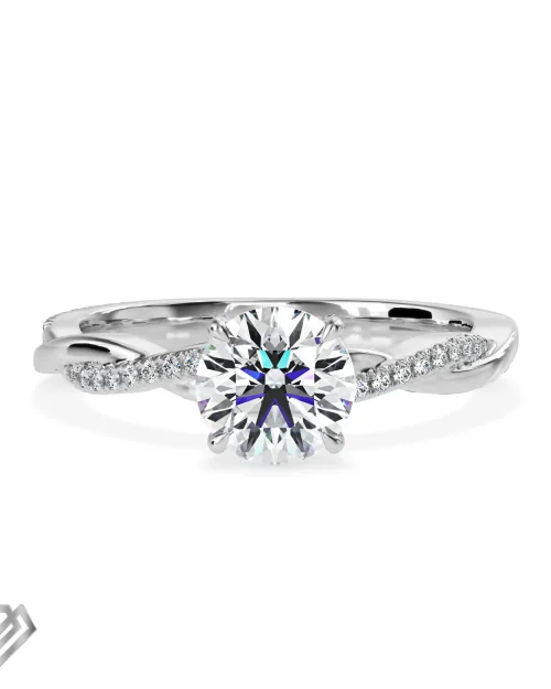 Pave lab diamond ring round brilliant stone