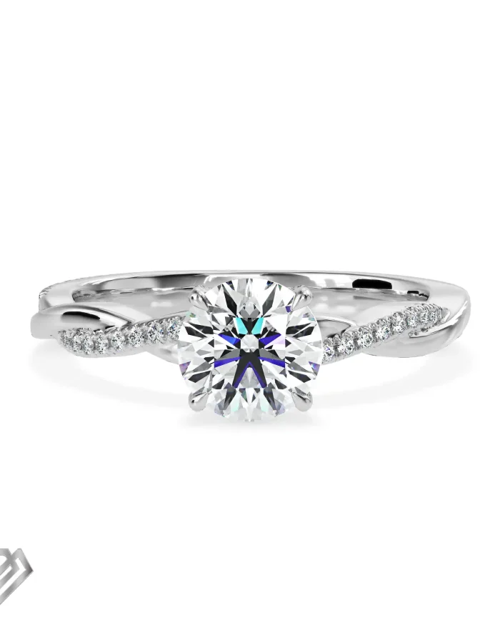 Pave lab diamond ring round brilliant stone