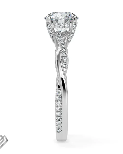 Pave lab diamond ring round brilliant stone