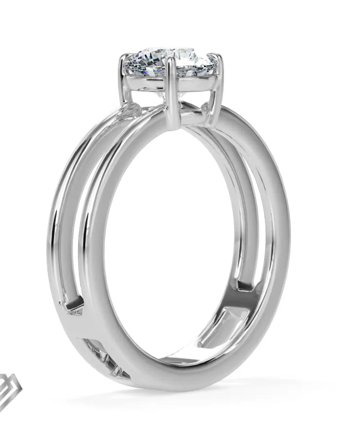 Twisted moissanite ring round brilliant stone wide band